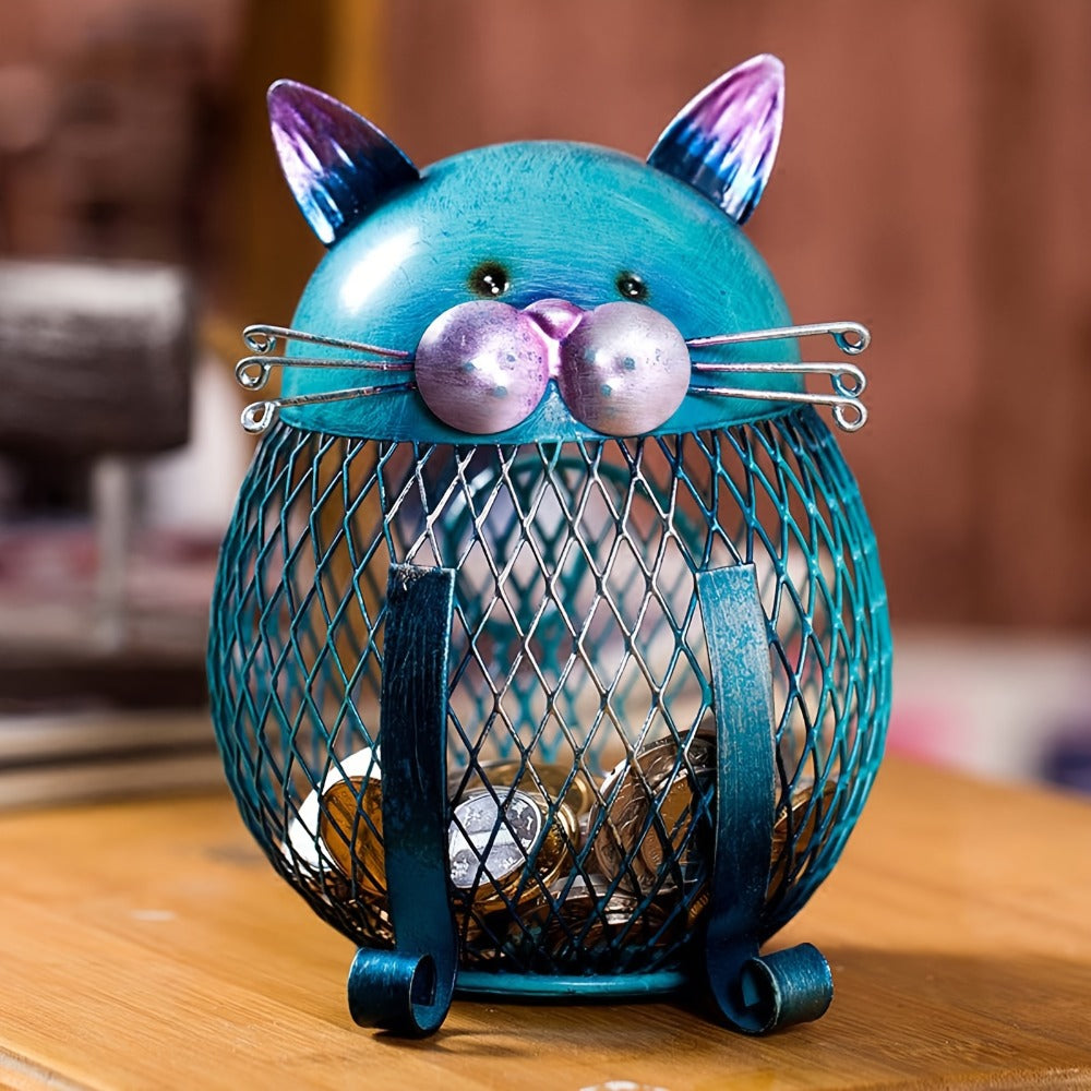 Ceramic Cat Piggy Bank with Removable Bottom Lid - Cute Kitten Coin Bank Figurine for Kids & Adults, Cat Lover Gift, Home Decor for Shelf & Office, Birthday Christmas Halloween Present
