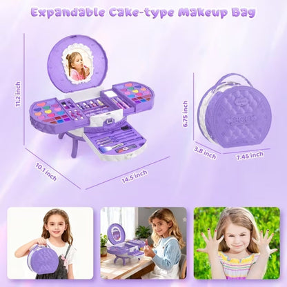 Kids Washable Makeup Kit for Girls – Non-Toxic Safe Princess Dress Up Play Set with Real Cosmetics, Purple, Birthday Christmas Gift for Girls Ages 3+
