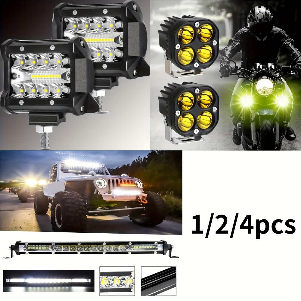 1/2/4pcs Clover Dual-Color LED Work Light, Super High LM, Ultra Bright Motorcycle LED Lamp, Sturdy Structure And Long Service Life, Suitable for Cars, Off-road Vehicles, ATV, Pickups And Ships, Vehicle Exterior Lighting And Decoration Lights
