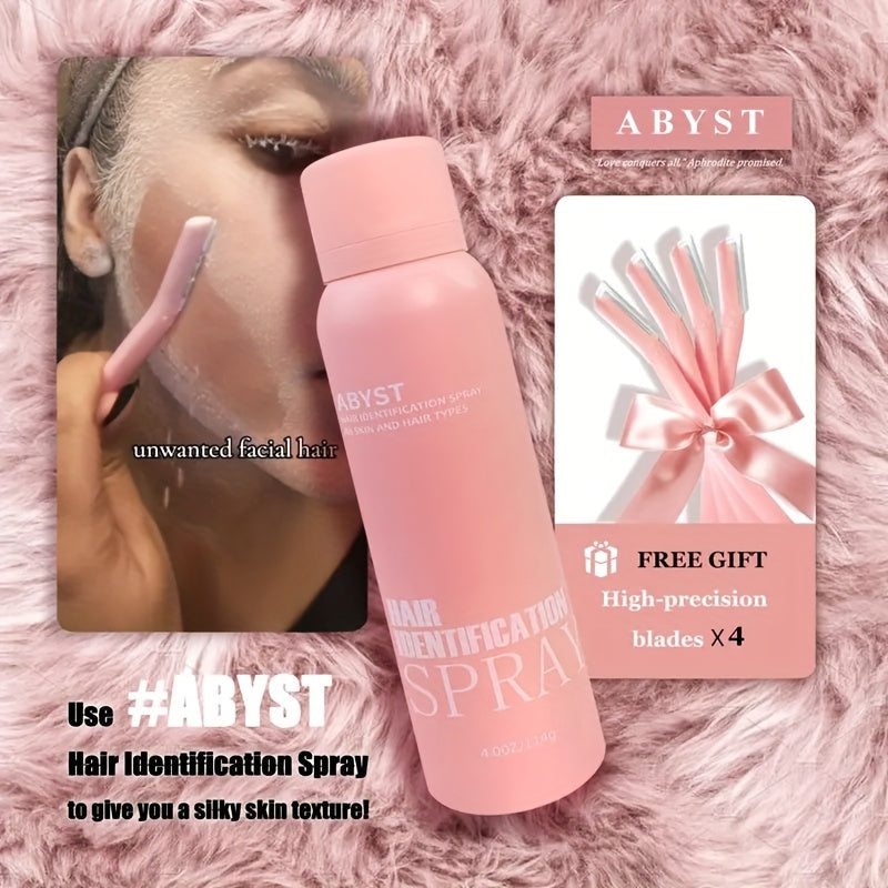 Squalane Shaving Spray for Women Alcohol-Free Moisturizing – Facial Hair Removal Peach Fuzz Pale Beige Tint Fine Mist Face & Body Conditioning Spray, Upgraded Set with 4 Razor Blades