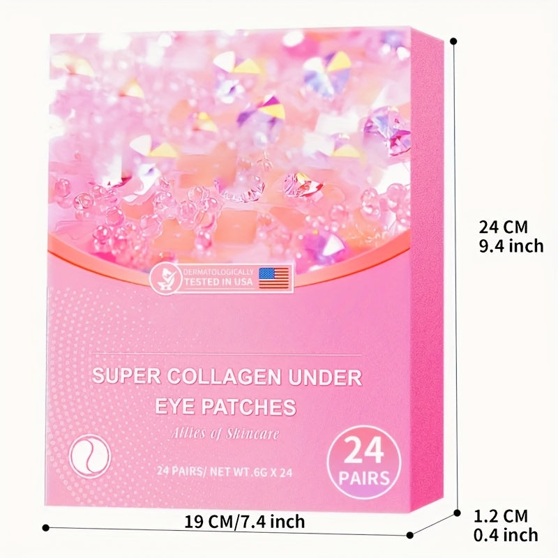 Collagen Under Eye Patches 24 Pairs - Hyaluronic Acid Gel Eye Mask for Dark Circles Puffiness Wrinkles Fine Lines Moisturizing Anti-Aging Eye Pads Women Skincare