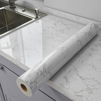 Marble Peel and Stick Wallpaper Roll - Waterproof Oil-Proof Self-Adhesive Wall Contact Paper for Kitchen Backsplash Bathroom Countertop