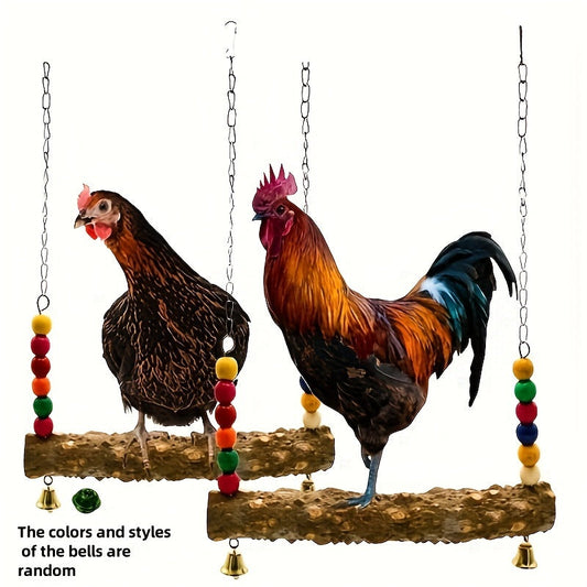 Parrot Swing Toy 2 Pack Chicken Shape Bird Swing for Medium Large Parrots Macaws African Greys Cockatoos Fun Hanging Cage Accessory Bird Enrichment Toy