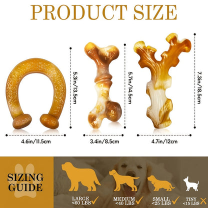 Dog Chew Toys for Aggressive Chewers 3 Pack – Indestructible Tough Dog Toys for Large Breed Heavy Chewers, Durable Rubber Chew Toy Set for Big Dogs, Puppy Dental Chew Toys