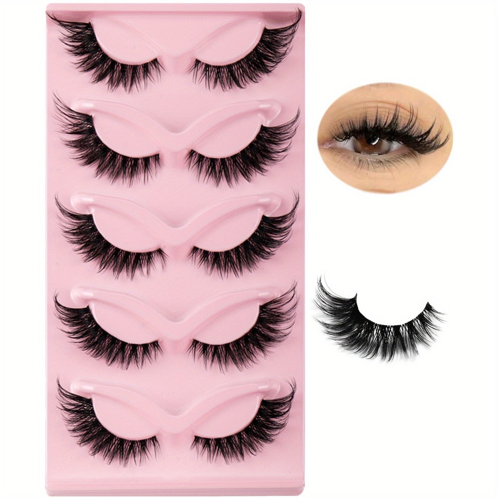 3D Cat Eye False Eyelashes 15 Pairs Fluffy Soft Wispy Cross Clear Band D Curl 10-12mm – Natural Manga Style Reusable Lash Multipack for Daily Wear, Date Night & Special Occasions