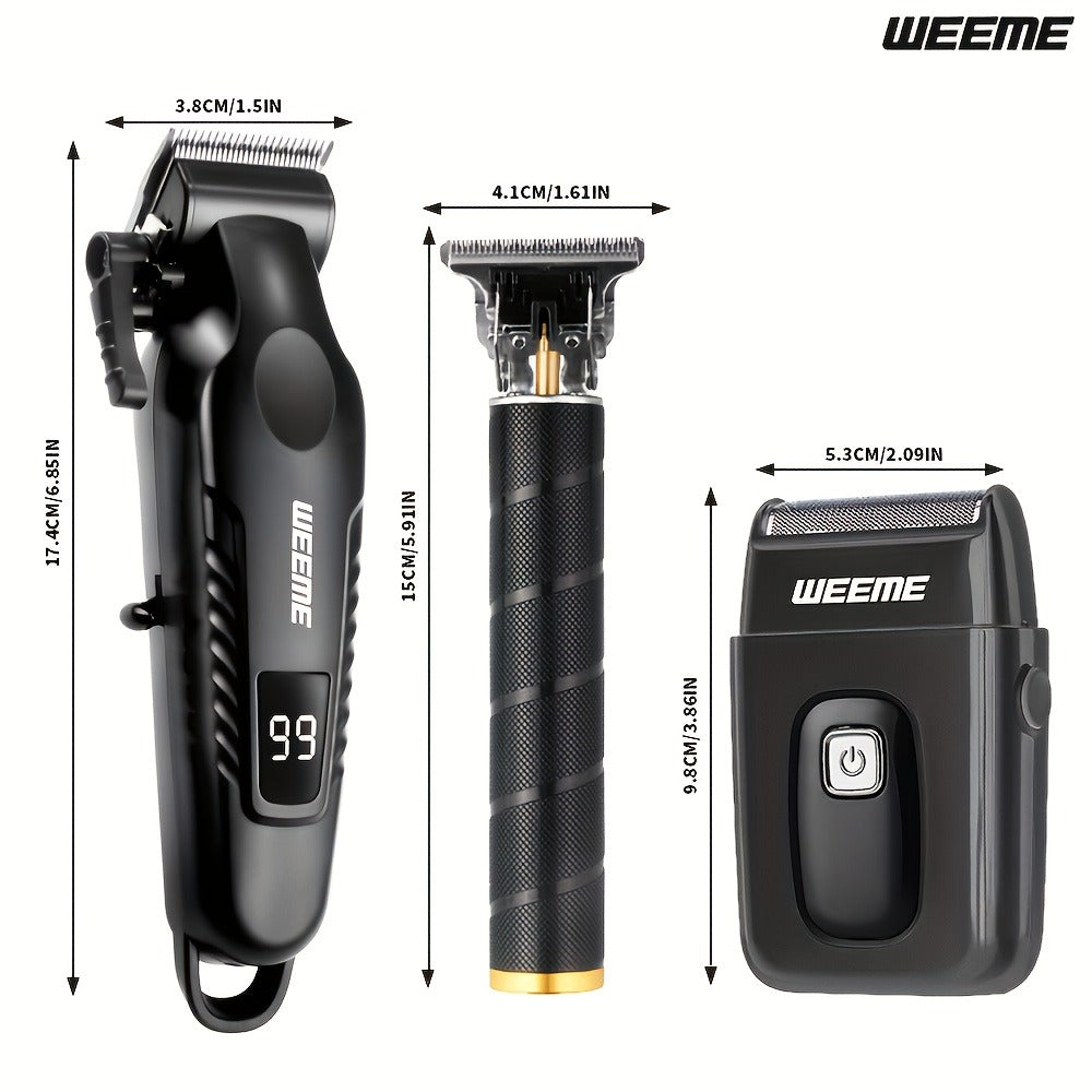 Men's Professional Grooming Kit – Cordless Rotary Shaver & T-Blade Trimmer, Type-C Charging, 6 Adjustable Combs, Non-Slip Beard Shaper for Travel & Family Haircut