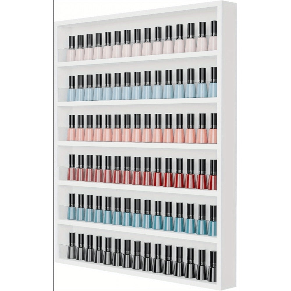 Wall Mount Nail Polish Rack Organizer 6 or 10 Tier with Acrylic Baffle Salon Display Shelf for Gel Polish Storage Nail Studio Home Spa Vanity Black White Pink