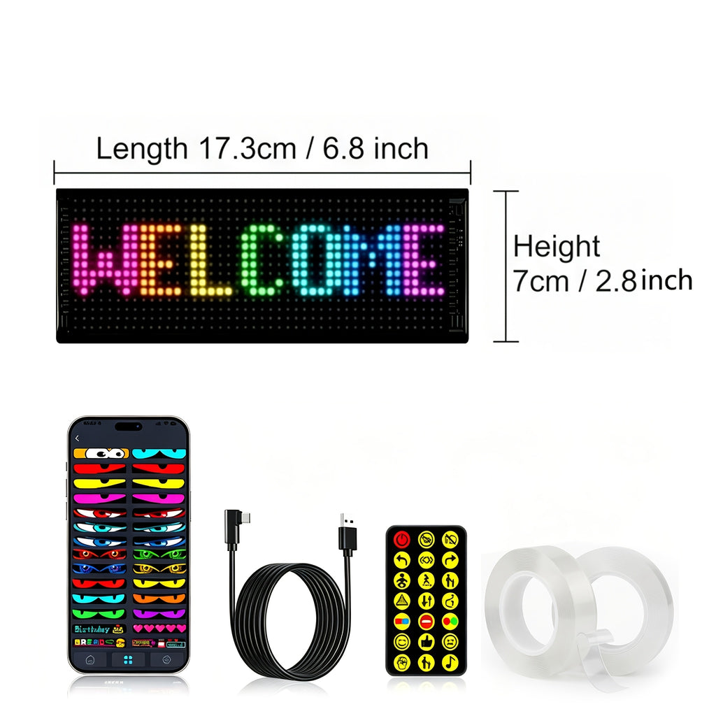 Programmable LED Signs, Flexible And Flexible LED Display, Mobile App Programming Text, Adjustable Screen Brightness, USB Power Supply, With Remote Control, Suitable For Store Signboards, Cars, Concerts, Holiday Party Decorations And Gifts