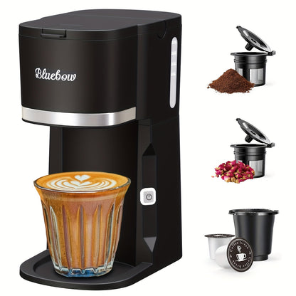 Single Serve Coffee Maker 3-in-1 – Hot & Iced Coffee Machine Compatible with K-Cup Pods, Ground Coffee & Tea, 6-12 oz Brew Sizes, Iced Tea Maker, Compact Countertop Brewer – Black (CM6080/CM6070)