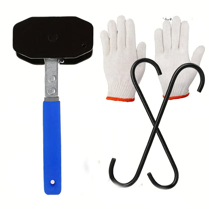 [Brake Caliper Tool] Brake Caliper Compression Tool, Brake Caliper Press Tool With 2pcs Steel Plates/2pcs Hangers, Car Ratcheting Brake Caliper Piston Spreader Press Tool