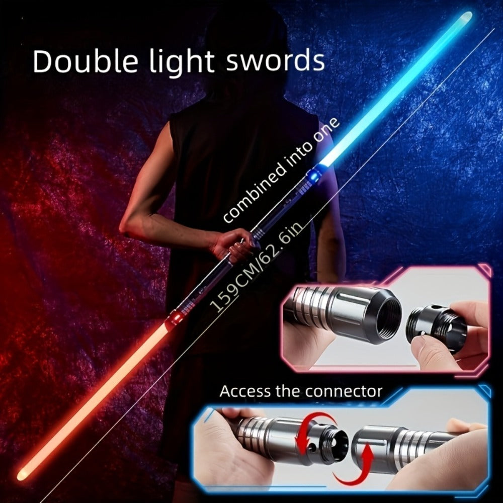 Light Up Saber 15 Colors 2-in-1 Metal Gravity Sensing – Rechargeable Glow Sword with Upgraded LED | Party Glow Sword for Halloween Costume, Christmas Gift for Kids & Adults | Black & Gold