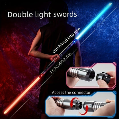 Light Up Saber 15 Colors 2-in-1 Metal Gravity Sensing – Rechargeable Glow Sword with Upgraded LED | Party Glow Sword for Halloween Costume, Christmas Gift for Kids & Adults | Black & Gold