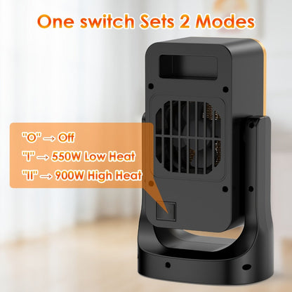 Portable PTC Ceramic Electric Space Heater - Fast Heating, Quiet Operation, Thermostat Control, 3 Fan Speed Settings, Compact Design for Desk Office Bedroom Small Room, 500W & 1500W, White & Black
