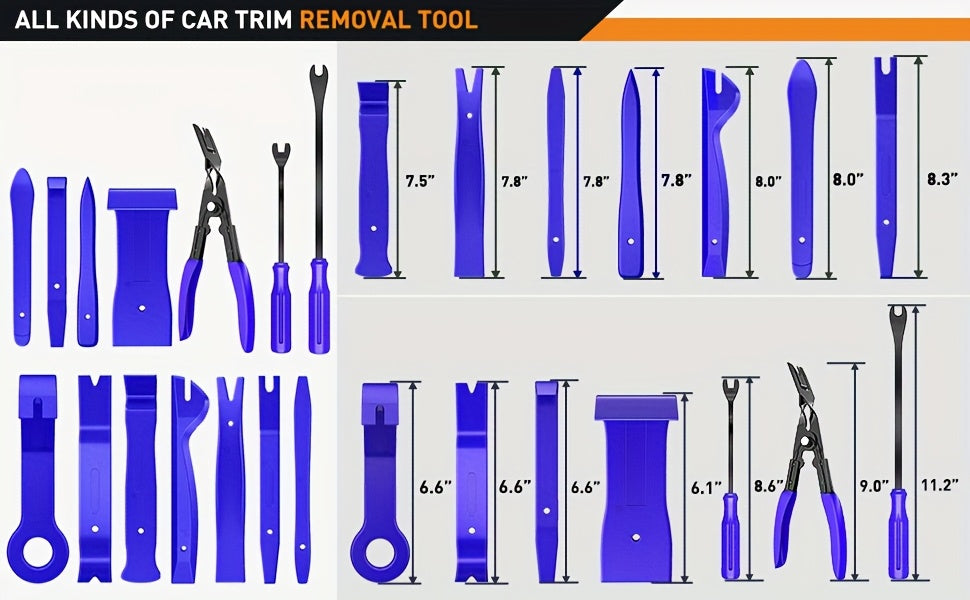240pcs Auto Trim Removal Tool, Auto Push Pin Bumper Retainer Clip Set Fastener Terminal Remover Tool Adhesive Cable Clips Pry Kit Car Panel Radio Removal Auto Clip Pliers, for Car Interior & Exterior Repair