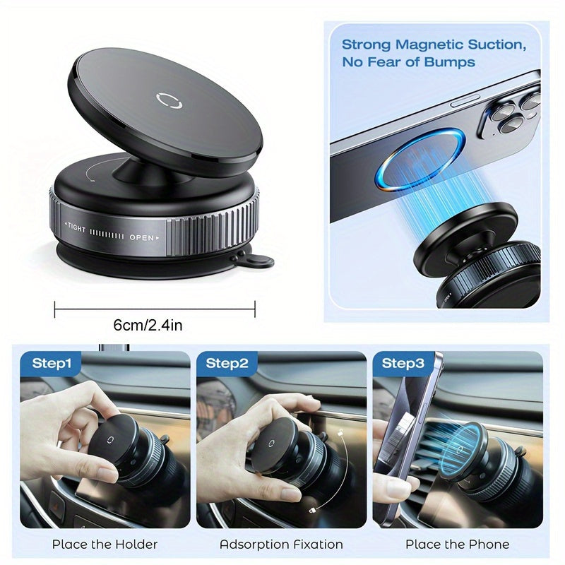 360-Degree Adjustable Magnetic Phone Holder, Designed for New Vehicles, Multifunctional Navigation Mount, Compatible with Cars, Gyms, Mirrors, And Smooth Surfaces, Featuring a Non-Adhesive Suction Cup