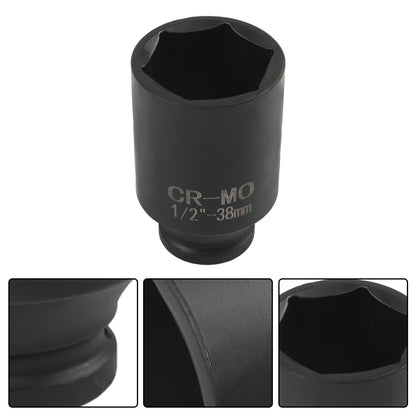 Set of 9 Deep Impact Sockets Ranging from 29 to 38 Mm, Designed for 1/2 Inch Drive Metric Axle Hub Nut Installation And Removal