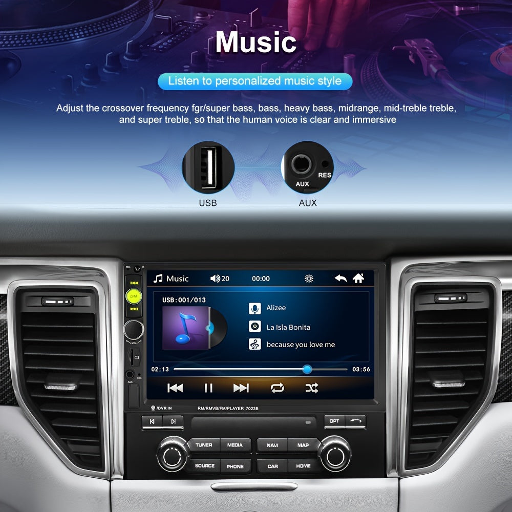 HIKITY Double Din Car Stereo Featuring a 7-Inch Touch Screen, Compatible with AUX/USB/TF Card/Mirror Link/Steering Wheel Control, Plus an Optional Backup Camera, Without Battery