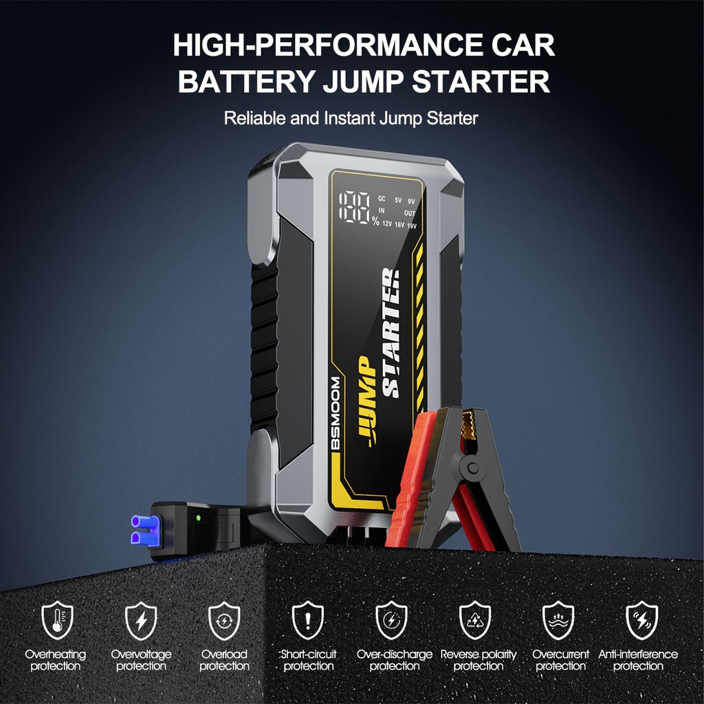 Car Jump Starter, 6000A Peak 26800mAh (Up to All Gas or 2.64gal Diesel Engine, 50 Times) 12V Auto Booster Battery Charger Jump Box with Quick Charger Smart Jump Cables with LED Screen