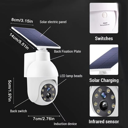 Solar Security Light with Fake Camera Design – Motion Sensor Outdoor LED Warning Light, Solar Powered, Weatherproof, Dummy Camera Style Deterrent for Home, Yard, Garage & Driveway