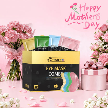 Under Eye Masks 40 Pairs Collagen Crystal Eye Patches with Caffeine & Aloe Vera - Reduce Dark Circles Puffiness Fine Lines Hydrating Eye Mask for Women Sensitive Skin Spa Gift Set