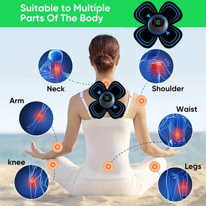 EMS Muscle Stimulator Massager Patch – Full Body Electric Massage Device with 8 Modes & 19 Intensity Levels for Shoulder, Arm, Leg, Waist & Cervical Spine Pain Relief
