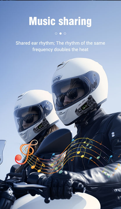 Motorcycle Helmet Bluetooth Intercom Headset 500M Range Bluetooth 5.3 LED Display Noise Cancelling Voice Control FM Radio Music Sharing for Off-Road Riding