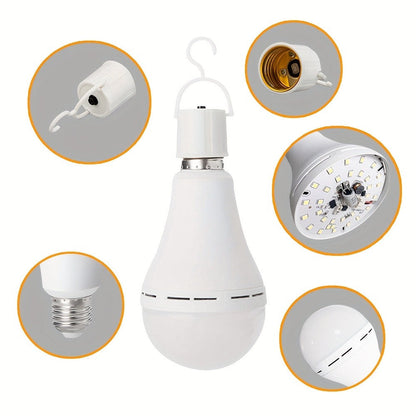 Rechargeable Emergency LED Light Bulb 12W 6500K 2000mAh with Polished Metal Finish – Spherical Design Half-Flip Installation Backup Battery Bulb for Camping Hiking Indoor Outdoor Power Outage, 4 Pack