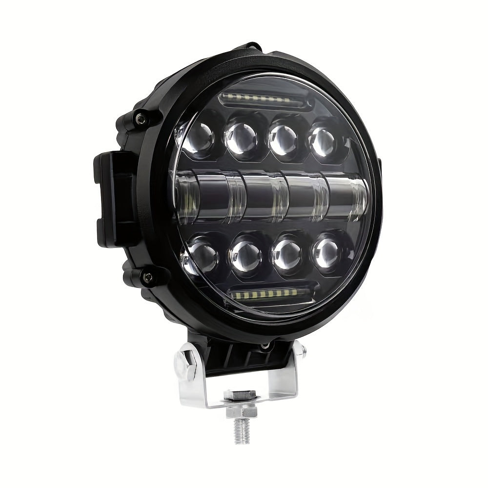 1pc Car LED 7-inch Round Dragon Version Shooting Light Off-road Vehicle Modified Front Bumper Roof Work Light, Without Battery