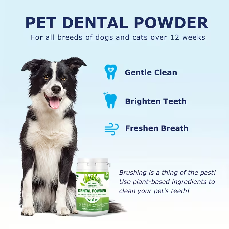 Pet Dental Powder for Dogs & Cats – Yolk Flavor Oral Care Teeth Cleaning Powder, Freshens Breath & Supports Gum Health Between Brushings, 40g