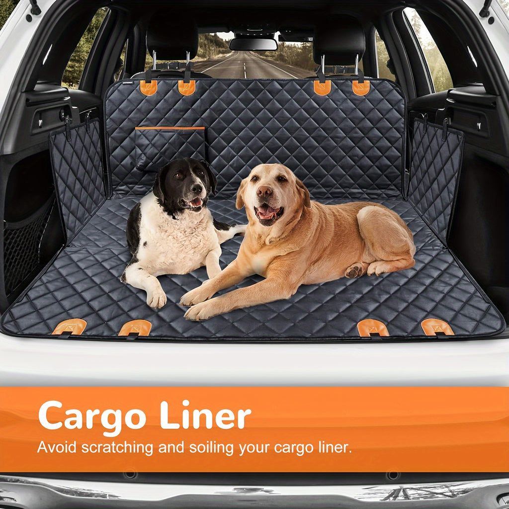 Dog Car Seat Cover - Pet Hammock, with 4 Pockets On The Side Wings, Scratch And Slip Protection for The Rear Seat, Suitable for Cars, Trucks And SUVs,600D