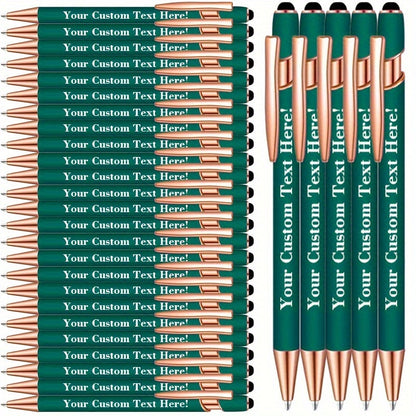Custom Engraved Luxury Pens Bulk Set with Touch Tip & Soft Grip - Personalized with Logo, Name or Text, Elegant Gift Pens for Wedding, Birthday, Christmas, Office, Party Giveaways - 25/30/35/45/50 Pcs