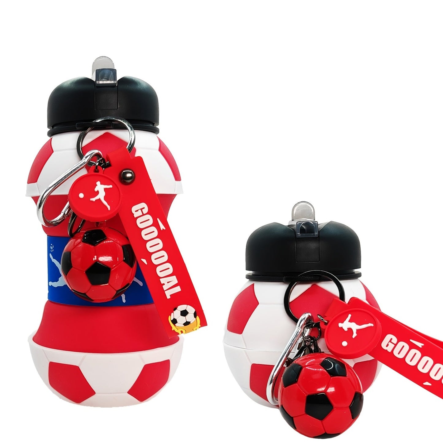 Football Shaped Silicone Water Bottle 550ml Black – Leak-Proof Portable Sports Bottle with Lid, 18.6oz Novelty Squeeze Bottle for Gym, Outdoor, Camping & Sports Fans