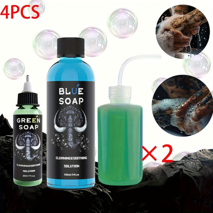 Tattoo Green Soap Kit Cleansing Solution with Squeeze Bottle – Green and Blue Tattoo Soap for Artists, Safe Color Foam Moisturizing Formula, Tattoo Supplies and Accessories Multiple Sizes