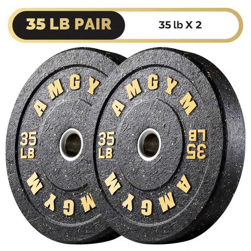 Bumper Plates Colored Rubber Weight Plates – 2-Inch Olympic Barbell Plates for Weightlifting & Strength Training, High Bounce Floor Protection, Low Odor, Non-Slip Surface, Home Gym & Commercial Gym