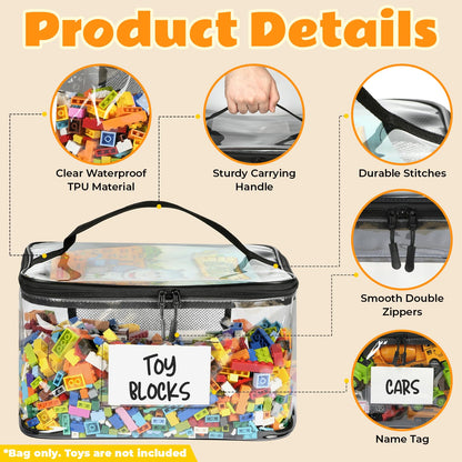Household Storage Bags - 6-Pack Zippered Clear TPU