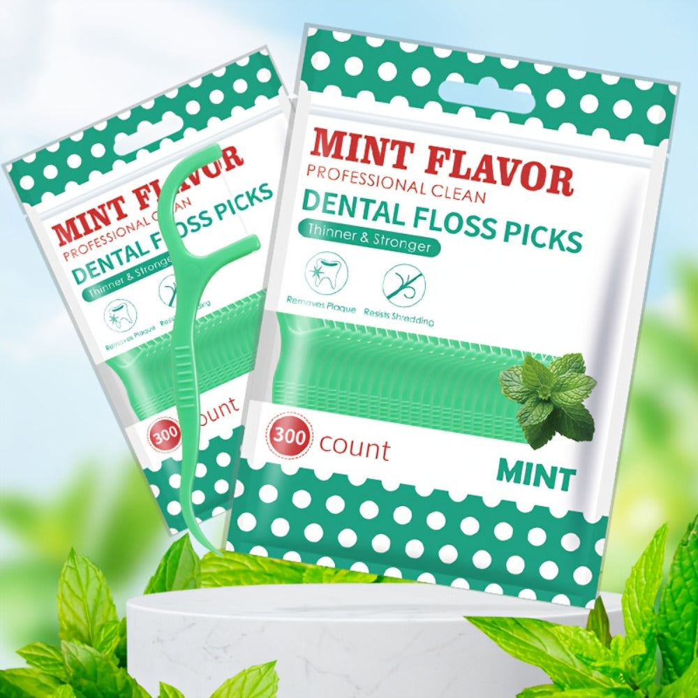 Mint Floss Picks 600 Count — Ultra-Fine Disposable Dental Floss Sticks, Interdental Cleaning, Plaque Removal, Fresh Breath, Portable Oral Care for Home, Travel & Family Daily Use