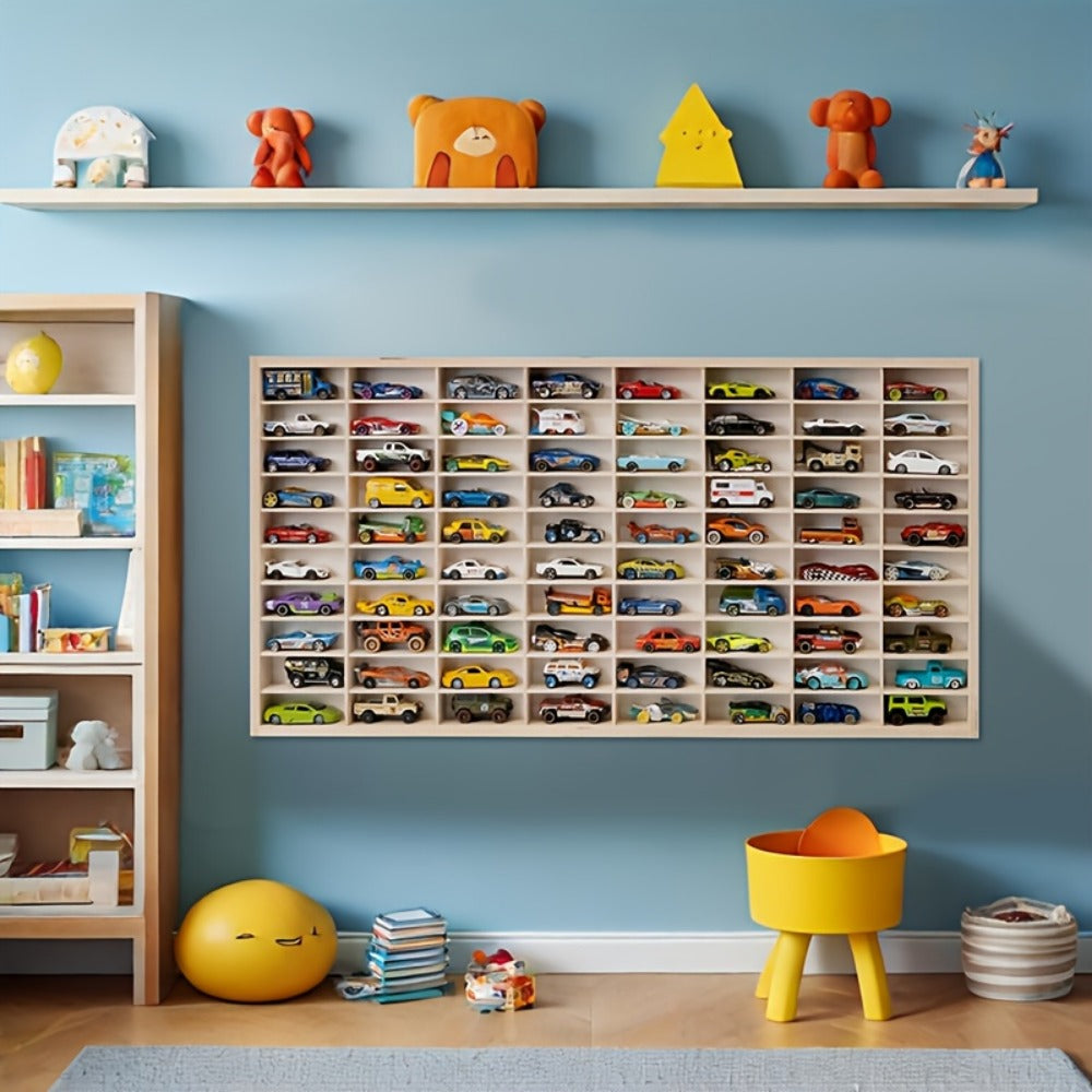1:64 Scale Solid Wood Diecast Car Display Case, Model Car Storage Organizer detail image - detail view 11