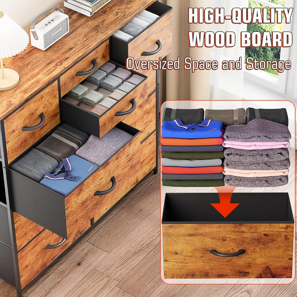 10-Drawer Fabric Dresser, Drawer Storage Cabinet for Bedroom detail image - detail view 10