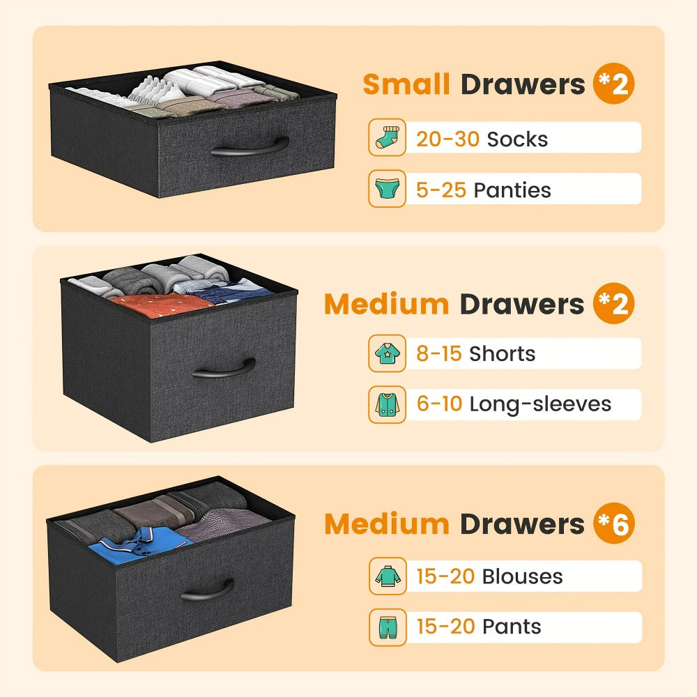 10-Drawer Fabric Dresser, Drawer Storage Cabinet for Bedroom detail image - detail view 8