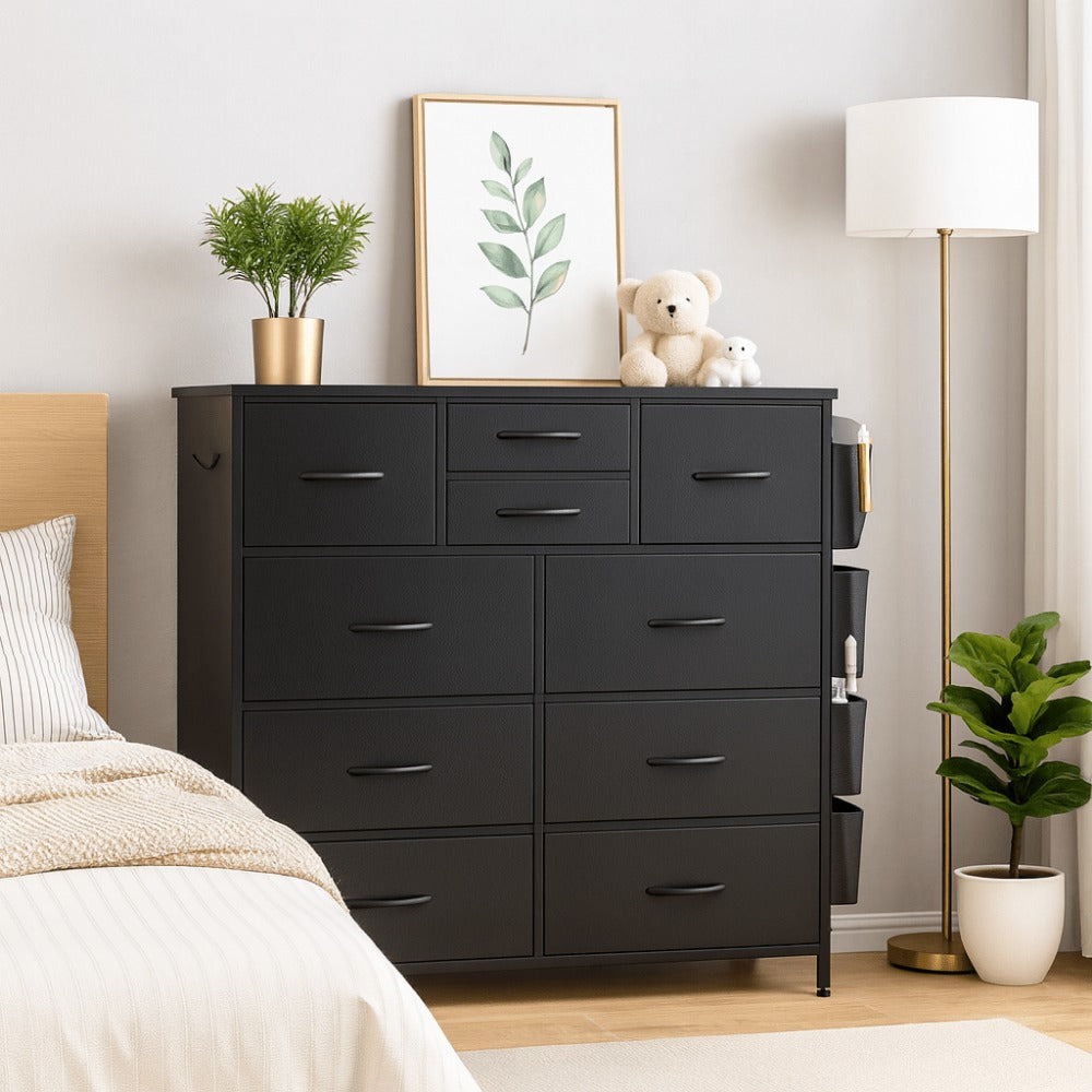 Dresser, 10 Drawer with Side Pockets - Fabric Storage Cabinet for Bedroom Closet Hallway shown in the main product view