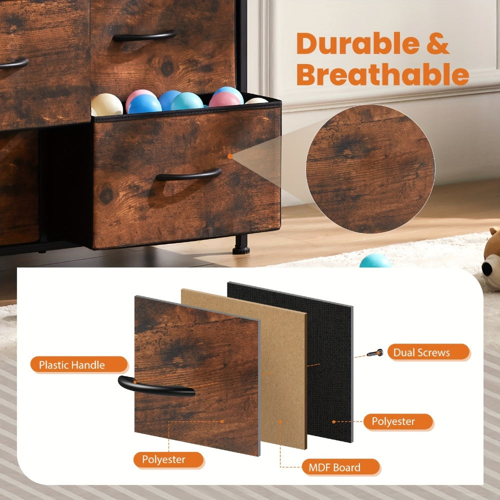 10-Drawer Fabric Storage Cabinet with Multiple Color Options detail image - detail view 15
