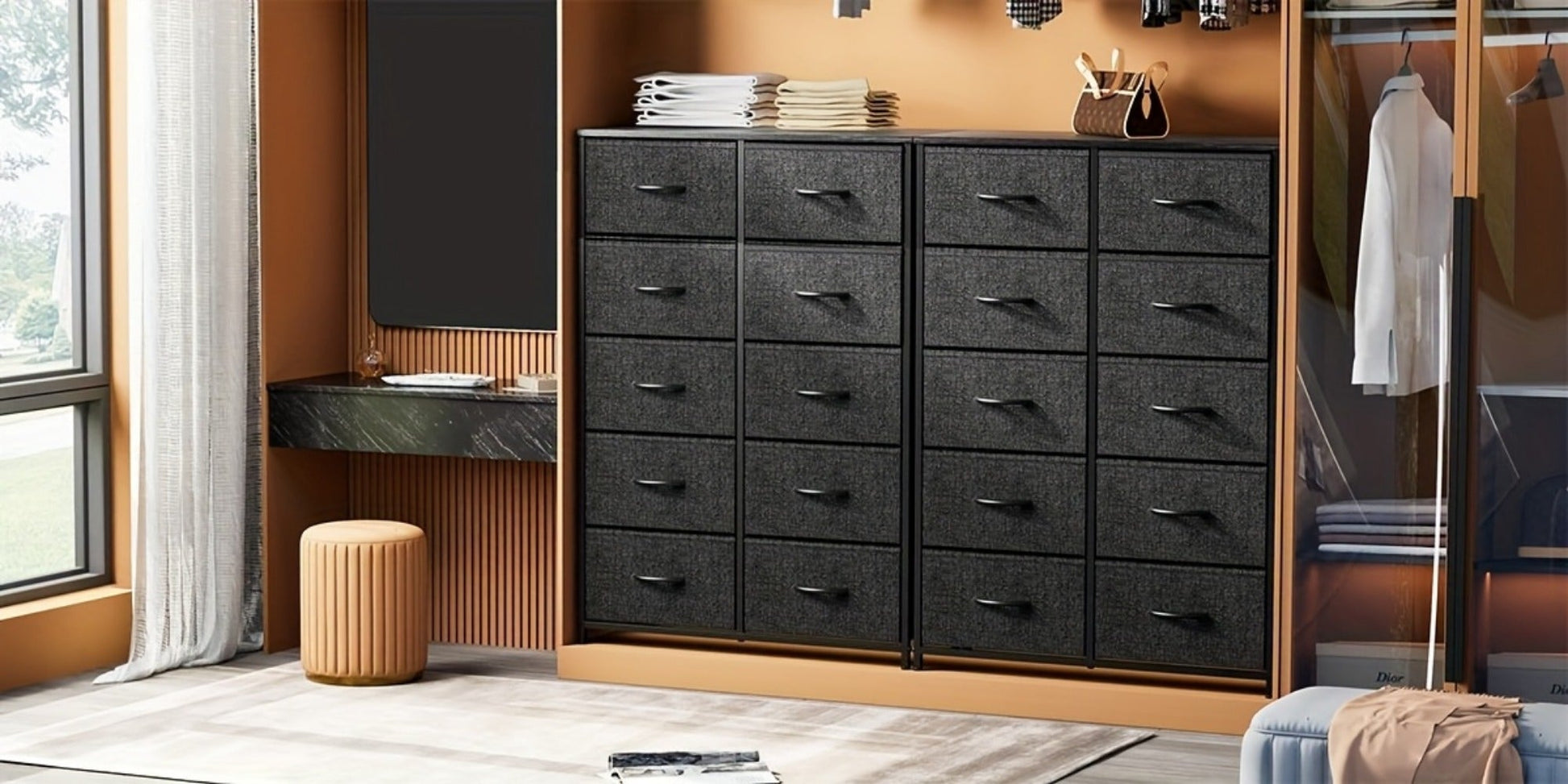 10-Drawer Fabric Storage Cabinet with Multiple Color Options detail image - detail view 17