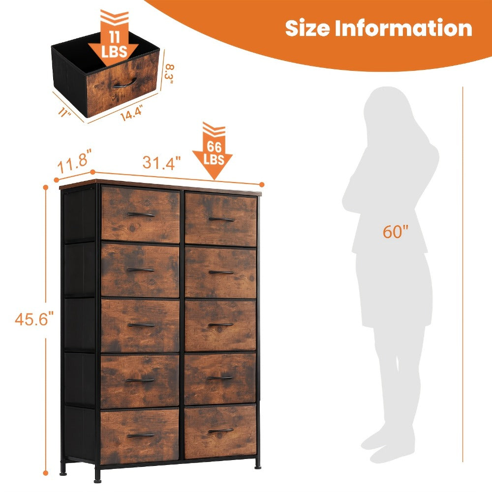 10-Drawer Fabric Storage Cabinet with Multiple Color Options detail image - detail view 4