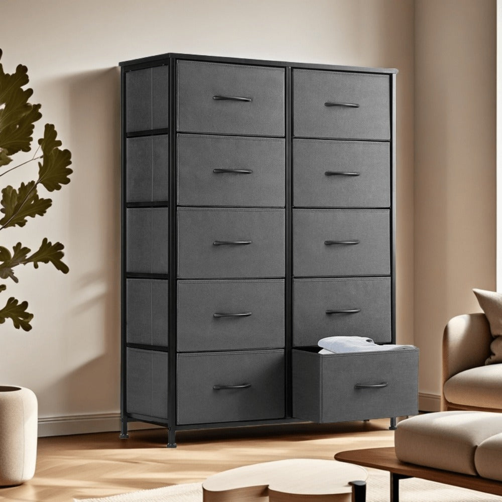 Storage Cabinet, 10 Drawer with Hardwood Tabletop Fabric Drawer Clothing Bag Organizer shown in the main product view