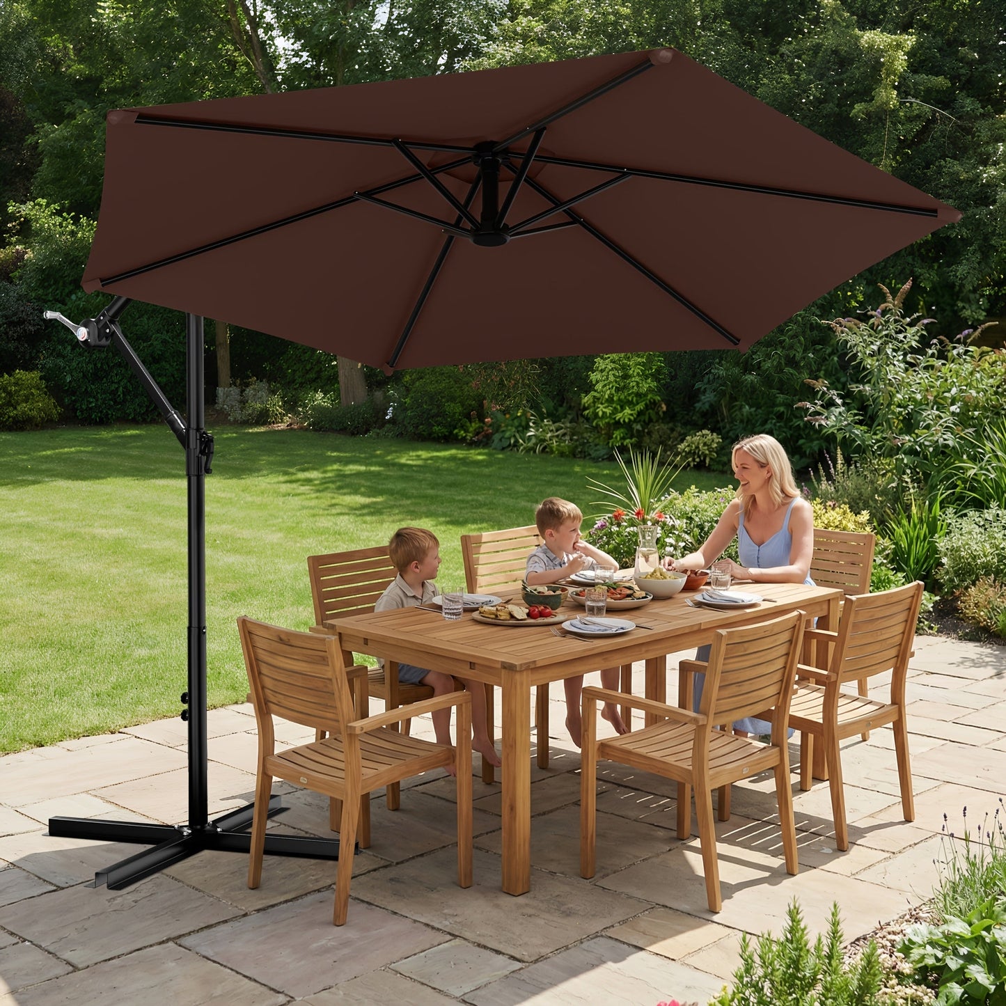 Cantilever Patio Umbrella shown in the Brown option