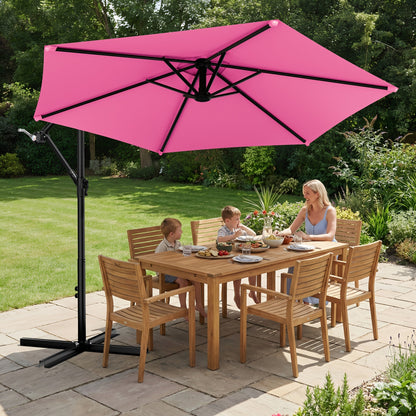 Cantilever Patio Umbrella shown in the Rose Pink option