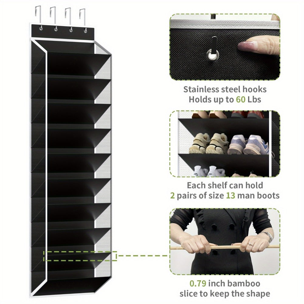 10-Tier Metal Shoe Organizer with Tool-Free Assembly for Organized Everyday Storage detail image - detail view 12