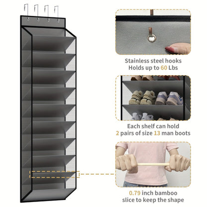 10-Tier Metal Shoe Organizer with Tool-Free Assembly for Organized Everyday Storage detail image - detail view 5