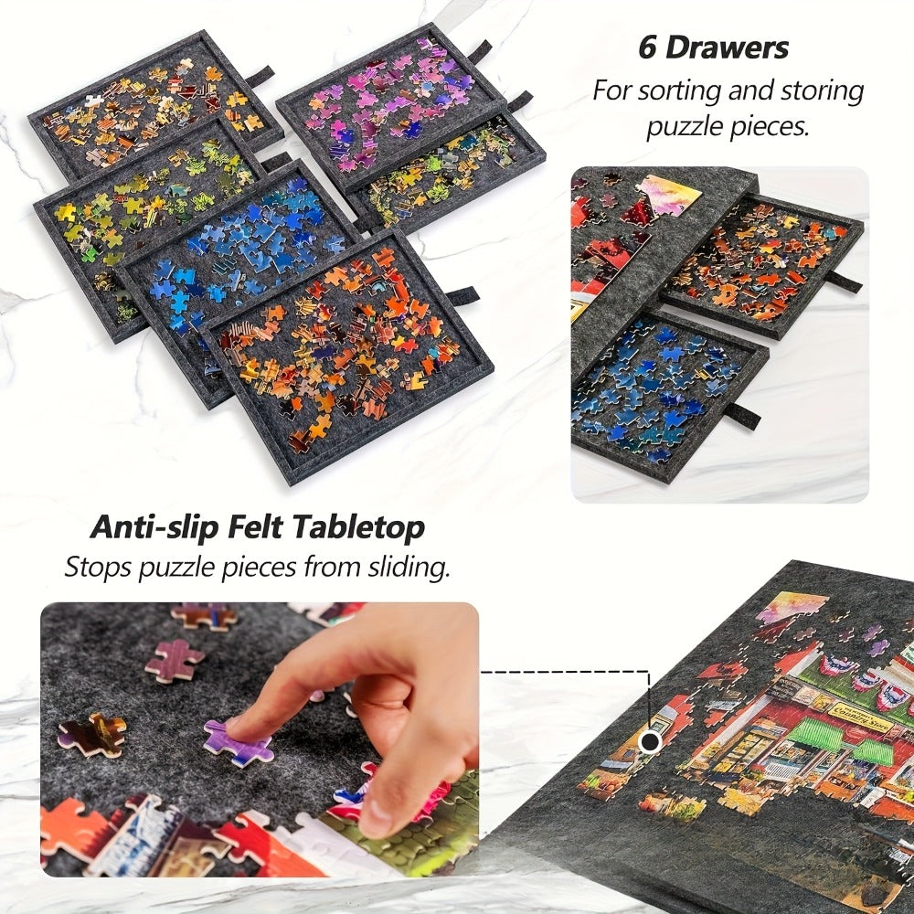 Portable Puzzle Board with Anti-Slip Surface – Fits 1000 & 1500 Piece Puzzles, Lightweight Jigsaw Puzzle Table for Storage & Family Game Night, Dark Gray / Light Gray, 30x21" or 35x24"