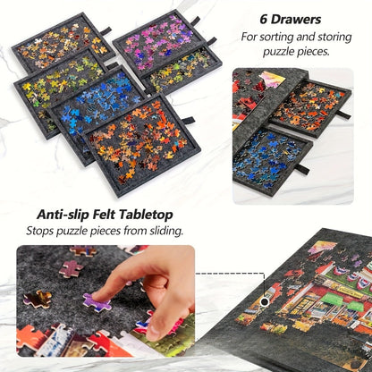 Portable Puzzle Board with Anti-Slip Surface – Fits 1000 & 1500 Piece Puzzles, Lightweight Jigsaw Puzzle Table for Storage & Family Game Night, Dark Gray / Light Gray, 30x21" or 35x24"